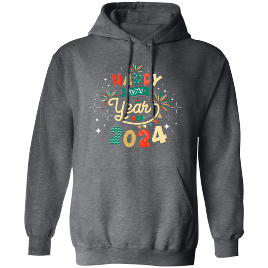 Happy New Year, 2024 New Year, New Year Fireworks Pullover Hoodie