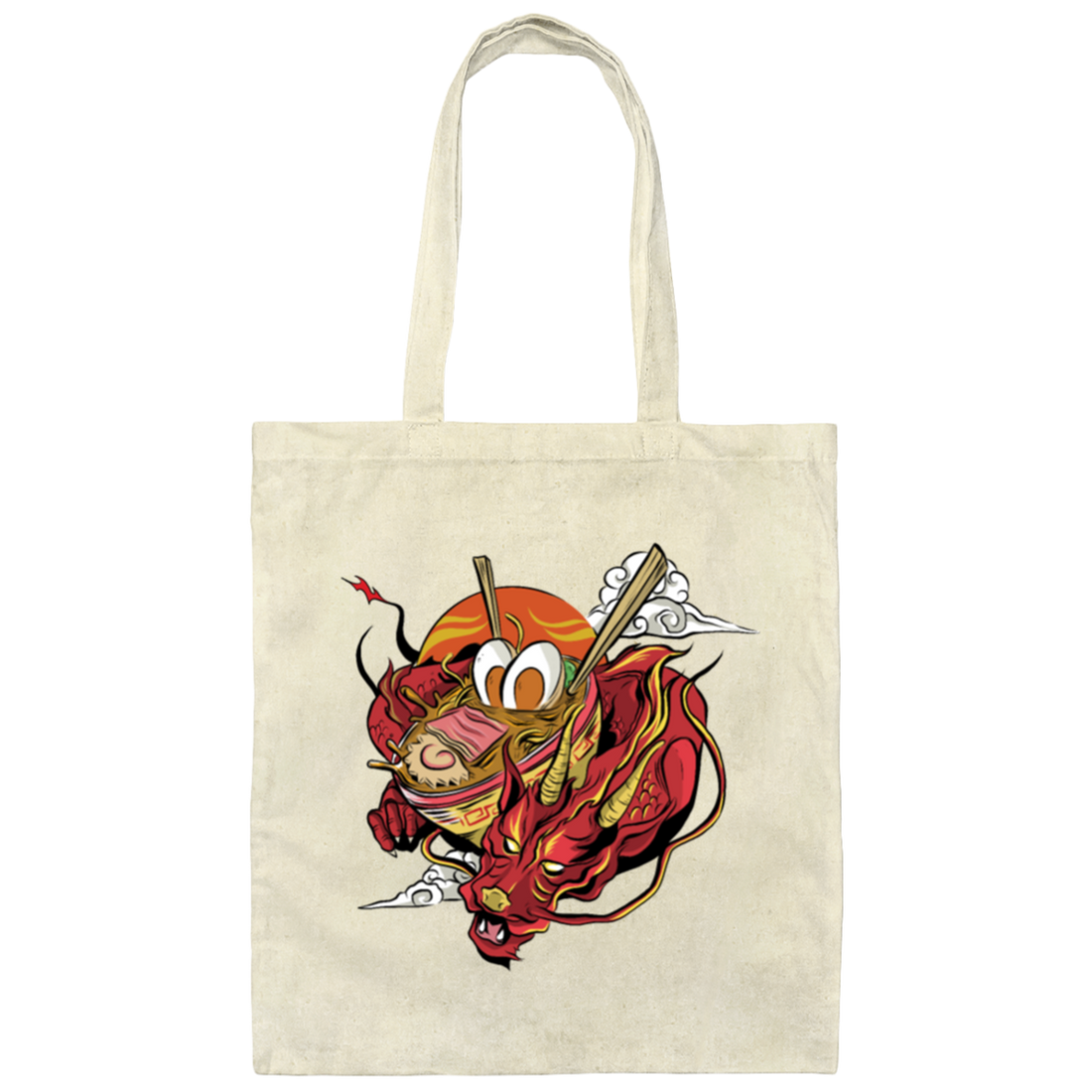 Japanese Dragon With Ramen Bowl Canvas Tote Bag