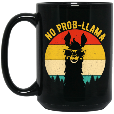 No Prob-Llama, Vintage Llama, Retro Alpaca, Best Llama Retro Love Gift Black Mug