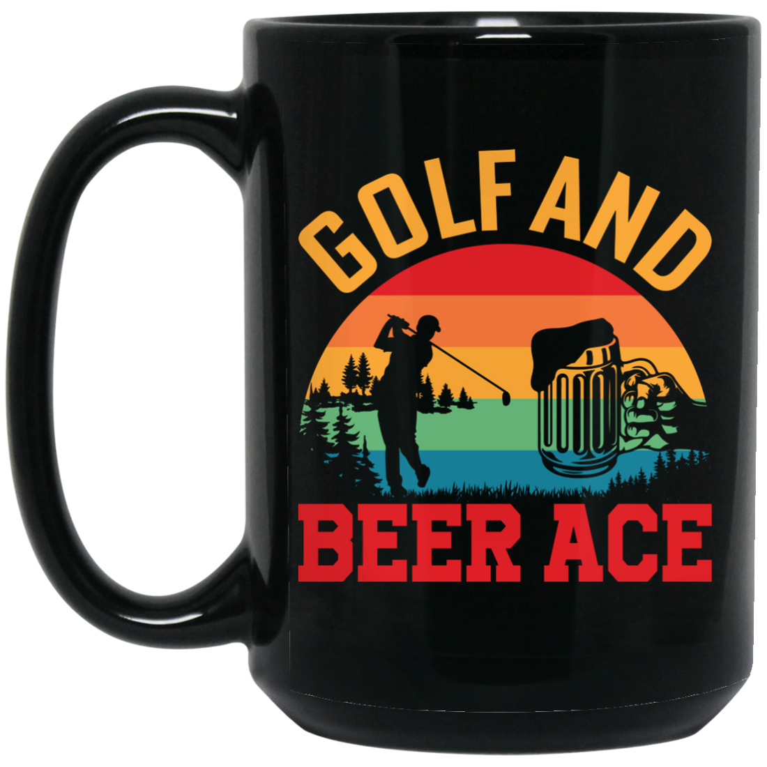 Golf And Beer Ace, Retro Golf, Golf With Beer Black Mug