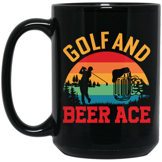 Golf And Beer Ace, Retro Golf, Golf With Beer Black Mug