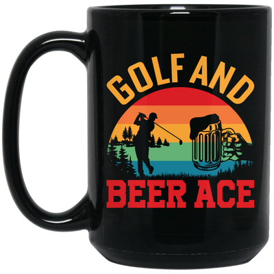 Golf And Beer Ace, Retro Golf, Golf With Beer Black Mug