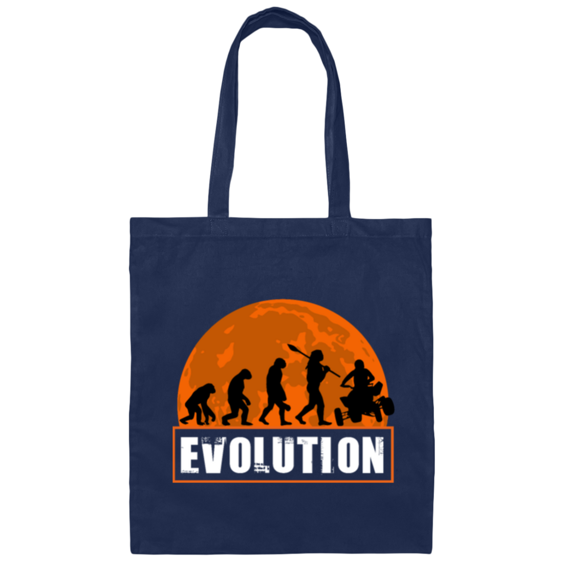 Funny Cool Human Evolution, Four Wheeling, Four Wheeler, 4 Wheeling Gift Canvas Tote Bag
