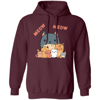 Cute Meow, Cat Lover, Cute Cat, Bundle Of Kitten, Cat Family Pullover Hoodie