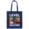 Love To Play Video Game, Level Up, 100 Days At School, Retro School Lover Canvas Tote Bag