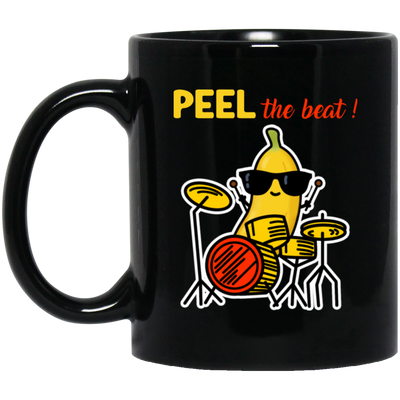 Love Cute Banana, Peel The Beat Cute Banana Drummer Black Mug