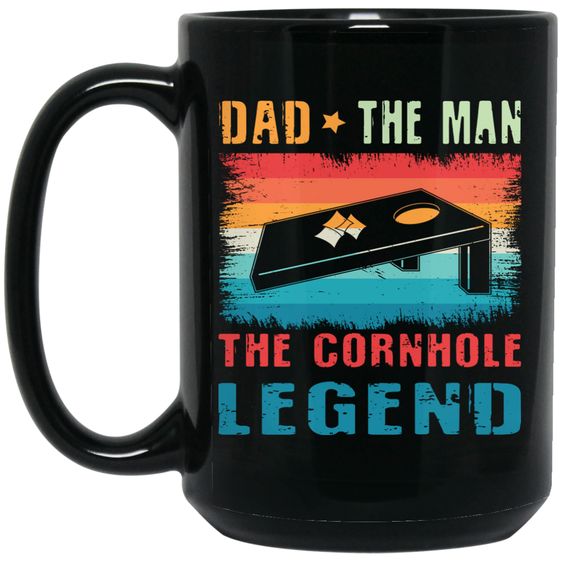 Retro Dad, The Man, The Cornhole Legend, Retro Cornhole Black Mug