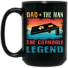 Retro Dad, The Man, The Cornhole Legend, Retro Cornhole Black Mug