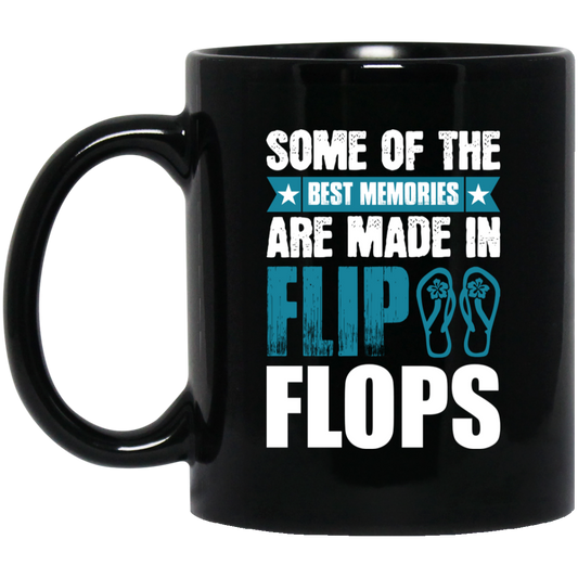 Some Of The Best Memories Are Made In Flip Flops, Flip Flops Retro Black Mug