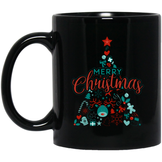 Christmas Tree, Christmas Pattern, Modern Christmas, Merry Christmas, Trendy Christmas Black Mug