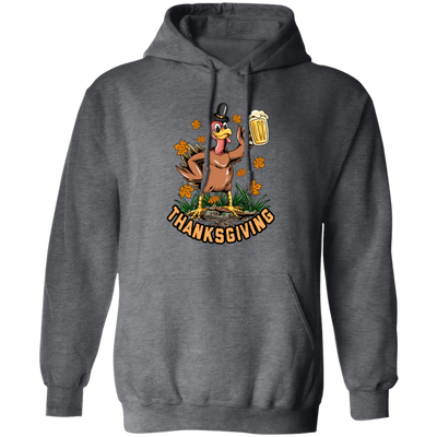 Turkey With Beer, Thanksgiving's Day, Thankful With Beer Pullover Hoodie