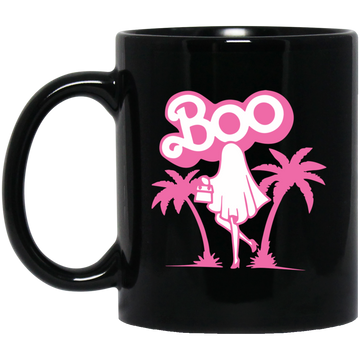 Maliboo, Ghost Boo, Ghost Pink, Pinky Ghost, Woman Boo Black Mug