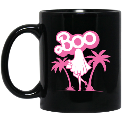 Maliboo, Ghost Boo, Ghost Pink, Pinky Ghost, Woman Boo Black Mug