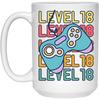 Gamer, Level 18 Up, 18th Birthday, Play Station, Game Player White Mug