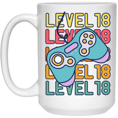 Gamer, Level 18 Up, 18th Birthday, Play Station, Game Player White Mug