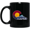 Crested Butte, Colorado With Flag Inspired Scene, Love Colorado Gift Black Mug