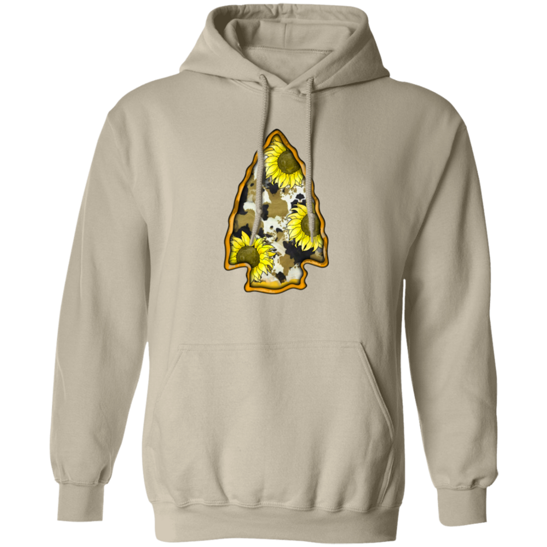 Cowhide And Sunflower Arrowhead, Love To Go Hunting, Love Hunter Pullover Hoodie
