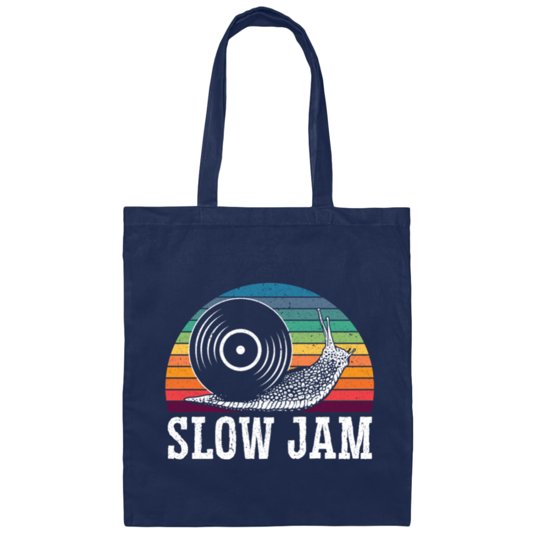 Vinyl Snail, Slow Jam Vinyl, Record Album Music Lover, Love Snail, Retro Vinyl Canvas Tote Bag