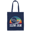 Vinyl Snail, Slow Jam Vinyl, Record Album Music Lover, Love Snail, Retro Vinyl Canvas Tote Bag