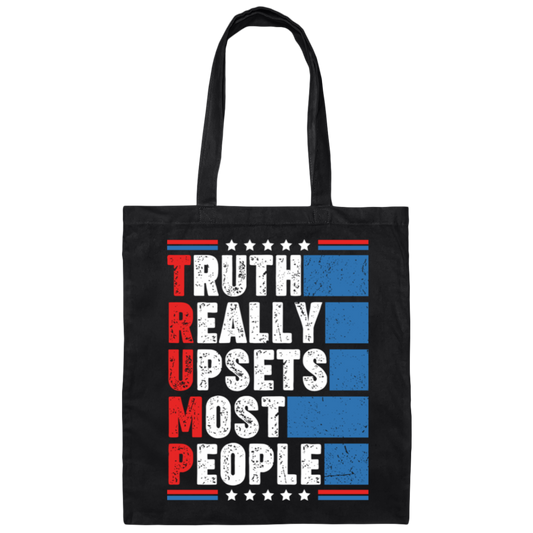 Truth Really Upsets Most People, American Tone, Retro Trump Canvas Tote Bag