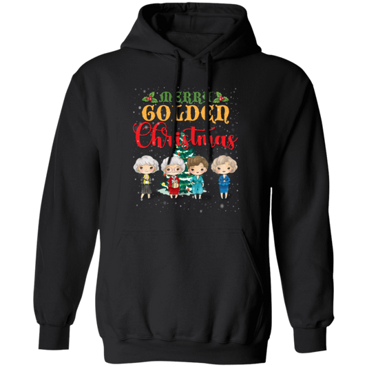 Merry Golden Christmas, Chibi Golden Girl Cartoon With Xmas Tree And Snow Best Gift Pullover Hoodie