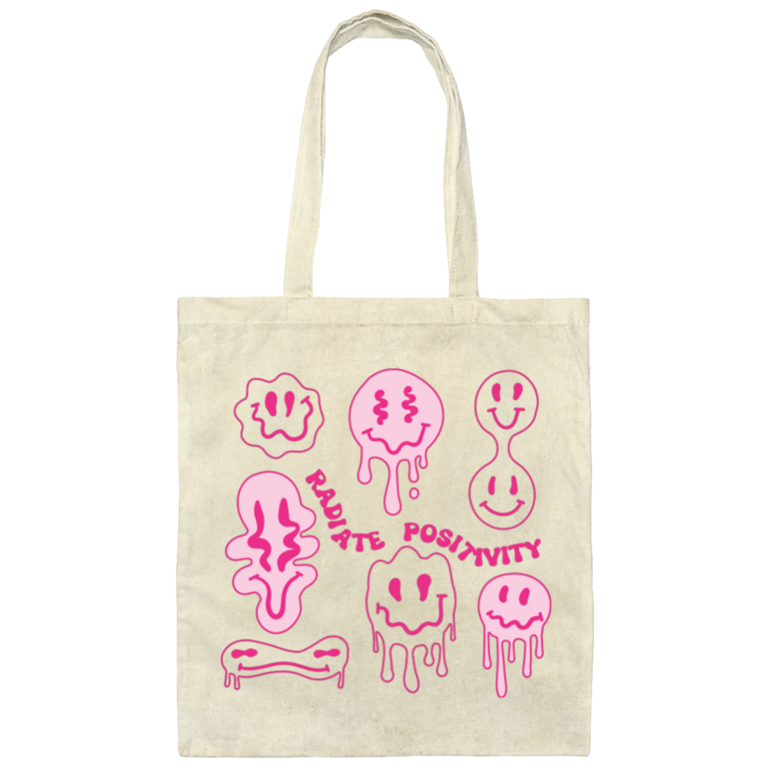 Radiate Positivity, Groovy Smile Face, Radiate Positivity Energy Canvas Tote Bag