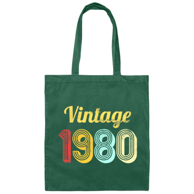 1980 Birthday, Vintage 1980 Birthday Canvas Tote Bag