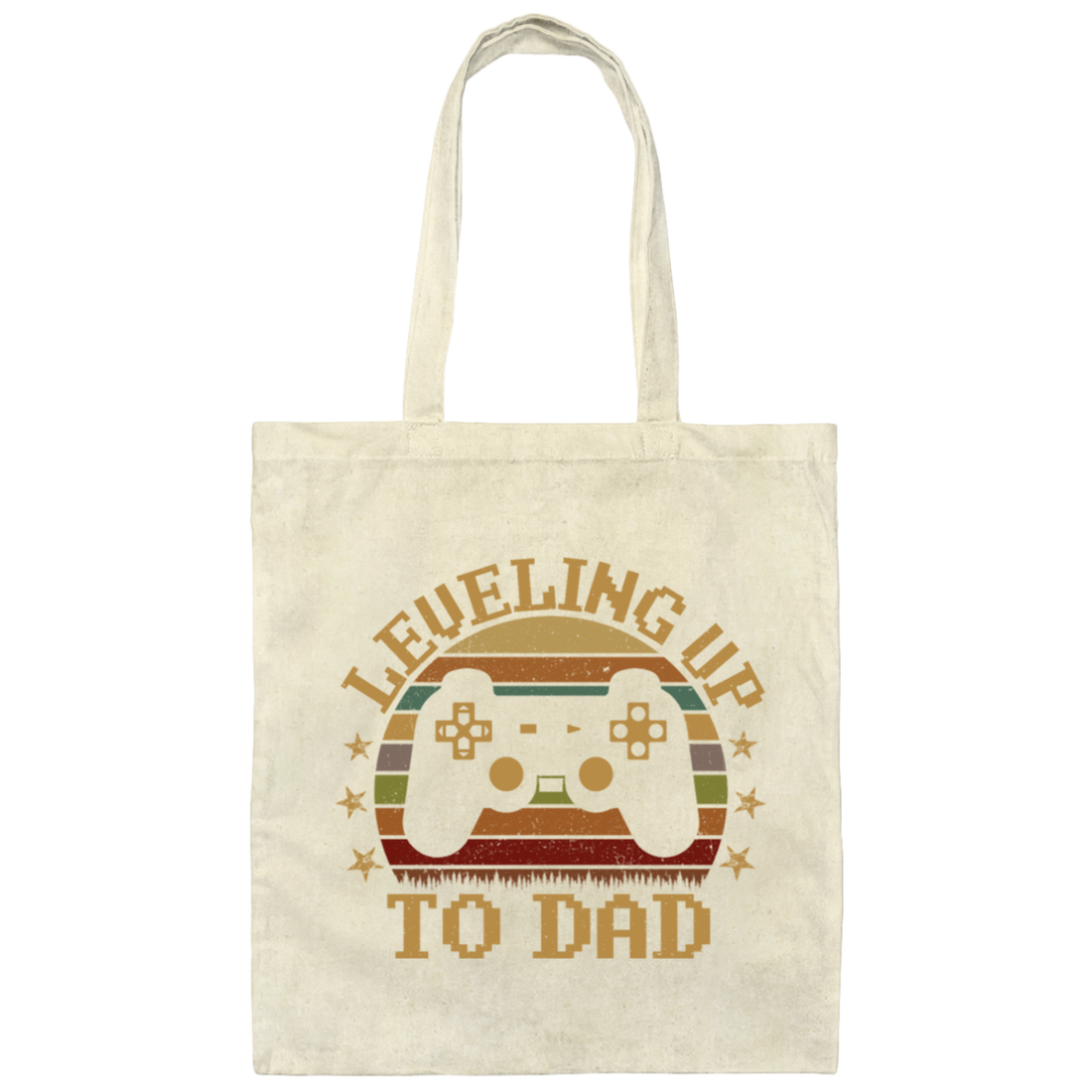Retro Leveling Up To Dad New Parent Gamer Canvas Tote Bag
