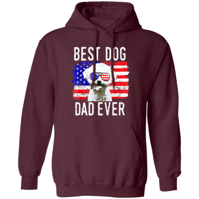 American Flag, Best Dog Dad Ever, Cute Dog, Love American Dog Pullover Hoodie