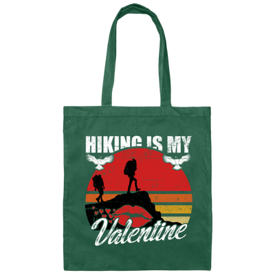 Hiking Is My Valentine Hiker Camper Retro Gift Canvas Tote Bag
