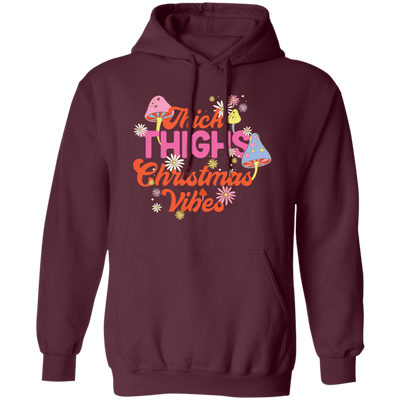 Thick Thighs Christmas Vibes, Groovy Christmas, Mushroom Lover Pullover Hoodie