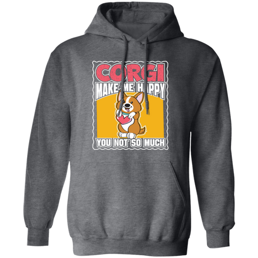 Corgi Make Me Happy, You Not So Much, Retro Corgi Pullover Hoodie