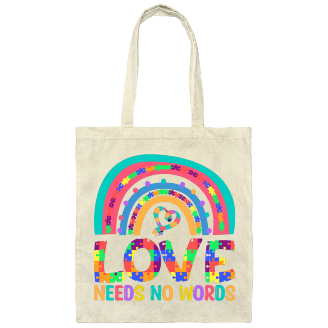 Love Needs No Words, Puzzle Of Love, Pride Month Canvas Tote Bag