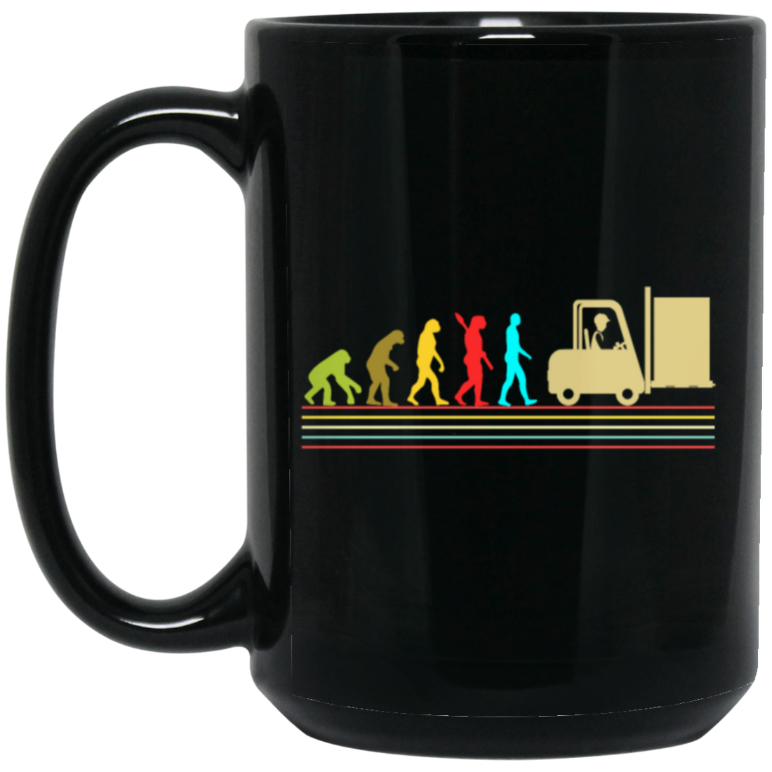 Evolution Forklift Driver, Forkstacker, Warehouse Forklifting Vintage Black Mug
