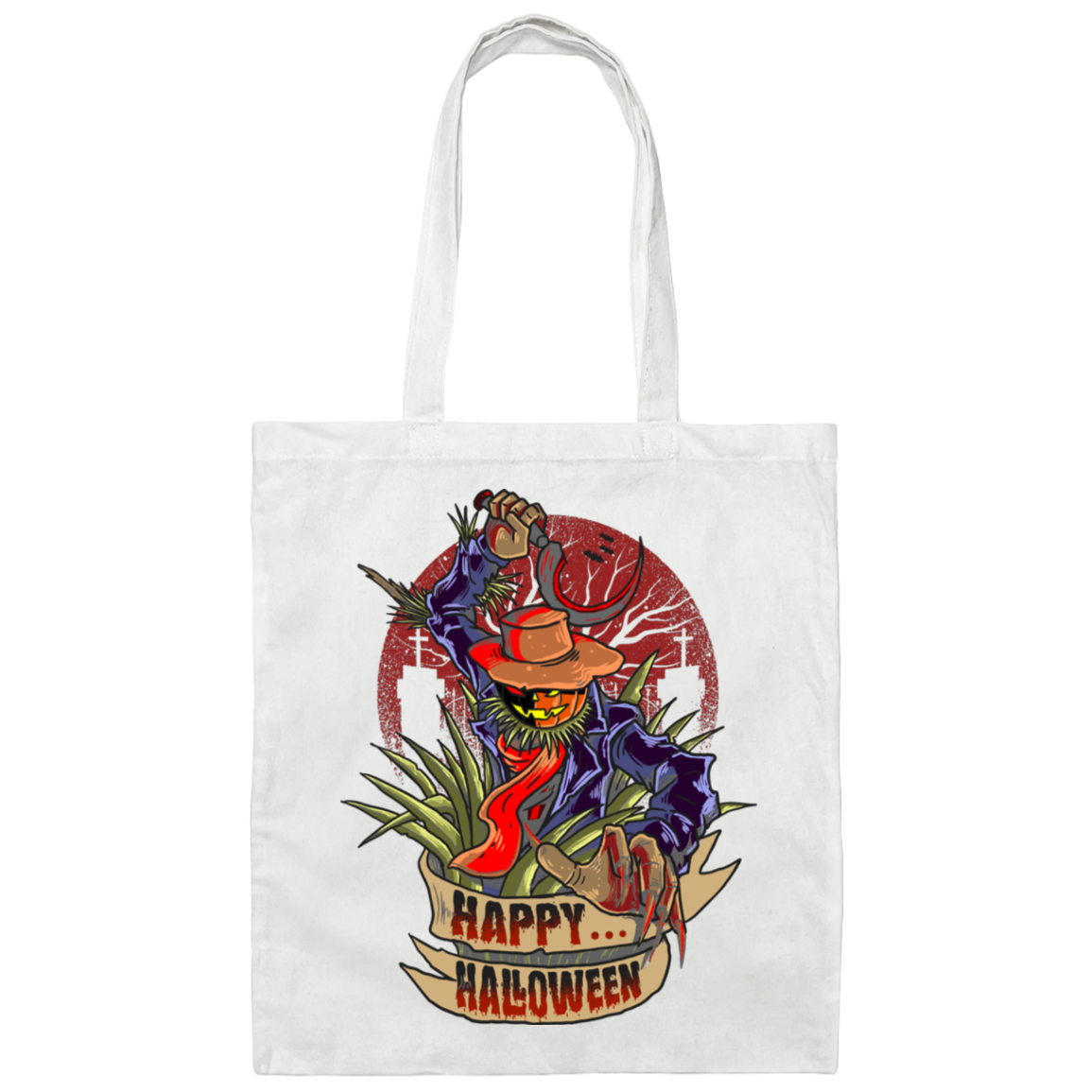 Happy Halloween, Horror Man, Horror Night Canvas Tote Bag