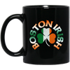 Boston Irish, Shamrock Flag, Patricks Day, Boston Love Gift Black Mug