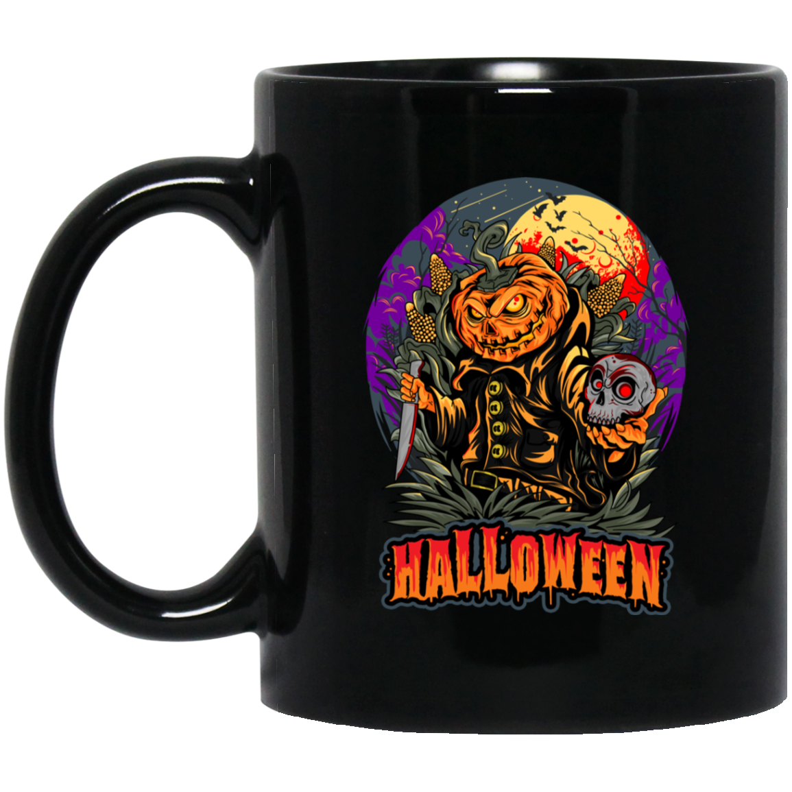 Halloween Holiday, Pumpkin Halloween, Horror Halloween Black Mug
