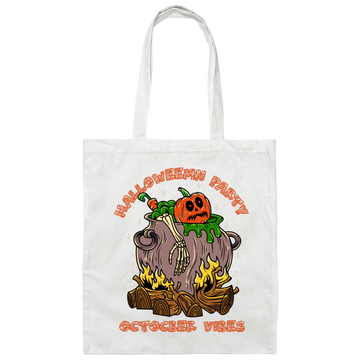 October Vibes, Halloween Party, Horror Party, Horror Pumpkin Canvas Tote Bag