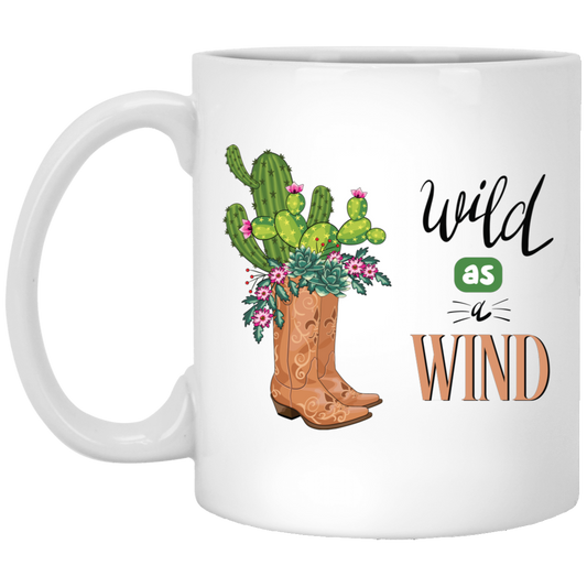 Wild As A Wind, Cowboy Template, Cactus Cowboy White Mug