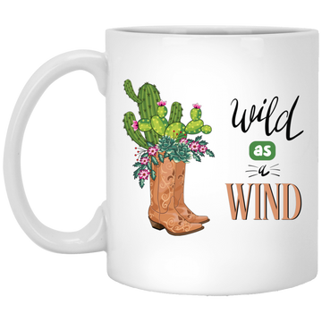 Wild As A Wind, Cowboy Template, Cactus Cowboy White Mug