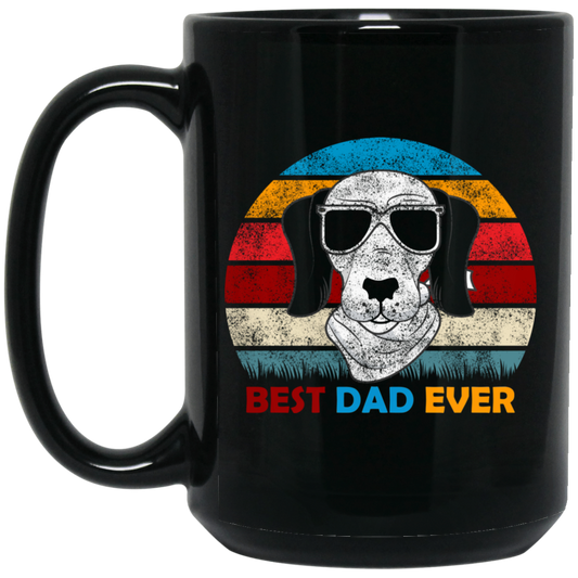 Funny Dog Gift, Retro Sunrise, Retro Tone, Dog Dad Lover Gift Black Mug