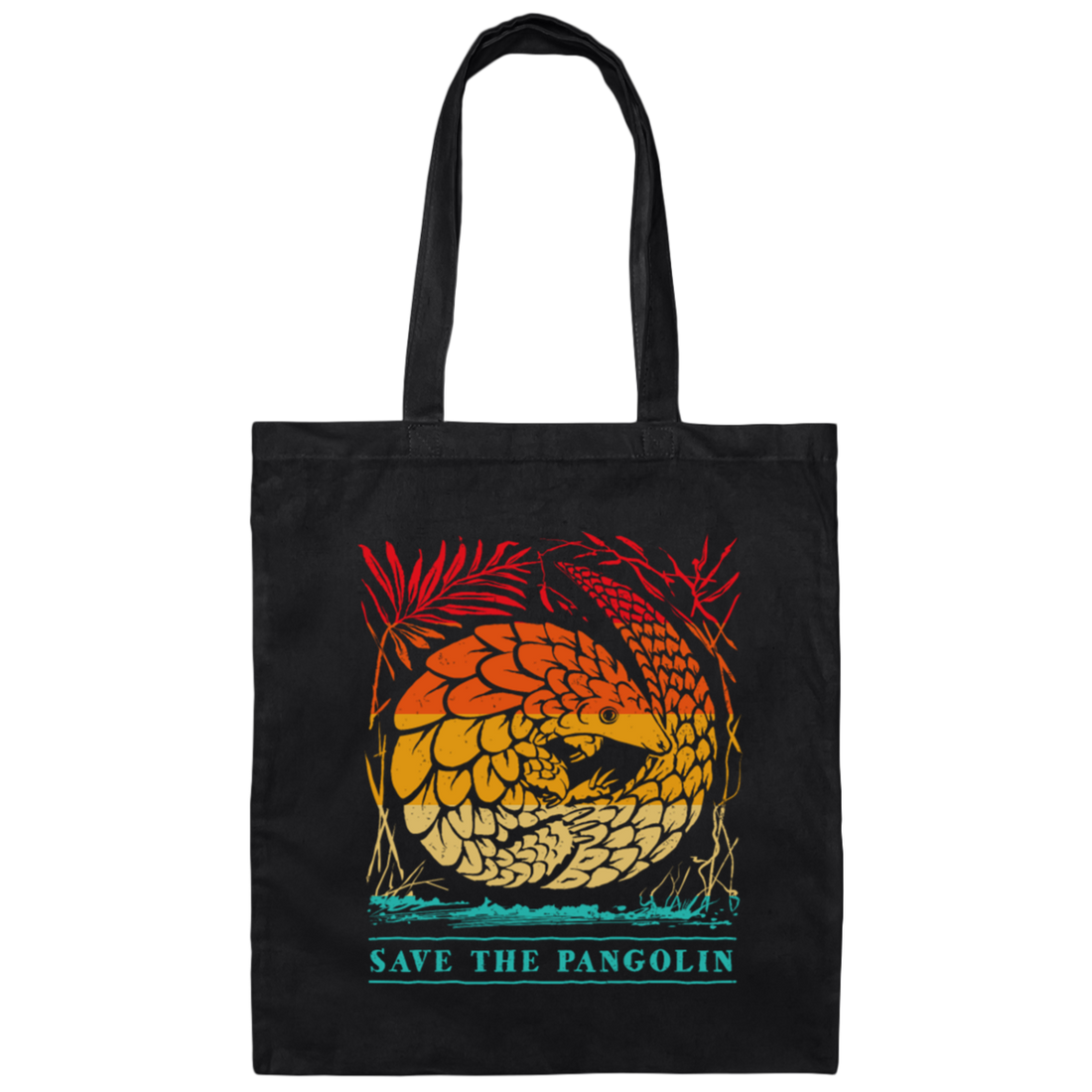 Save The Pangolin Rustic, Retro Pangolin Rustic Canvas Tote Bag