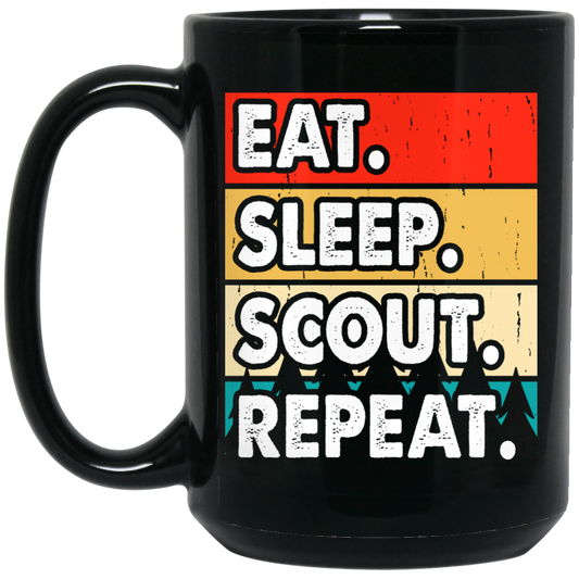 Eat Sleep Scout Repeat, Retro Scout, Scout Camping Black Mug