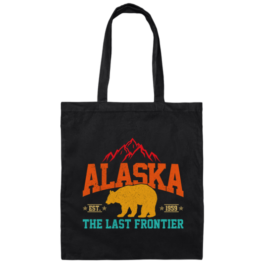 Cool Alaska The Last Frontier Grizzly Bear Souvenir Vintage Canvas Tote Bag