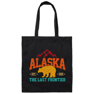 Cool Alaska The Last Frontier Grizzly Bear Souvenir Vintage Canvas Tote Bag