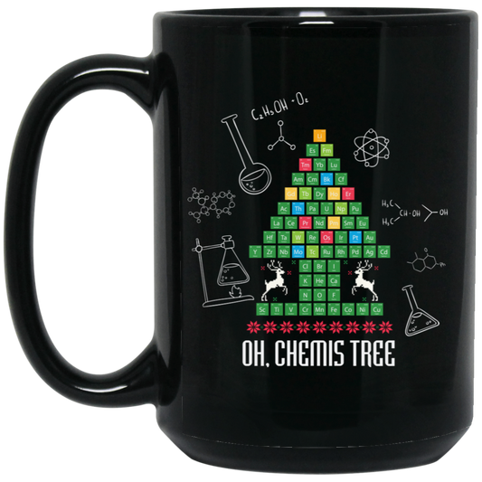 Oh Christmas, Chemis-Tree, Chemical Xmas, Chemical Board, Merry Christmas, Trendy Christmas Black Mug