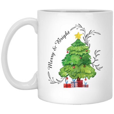 Merry And Bright, Christmas Tree, Love Christmas White Mug