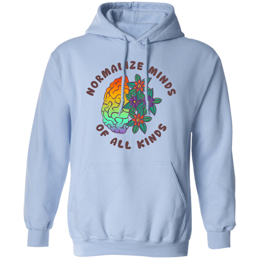 Mental Health, Normalize Minds Of All Kinds, Colorful Brain Pullover Hoodie