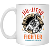 In Jiu Jitsu We Trust World Wide, Fighter Strength, Dignity Champ, Fighter Technique, Strength Combat Sport White Mug