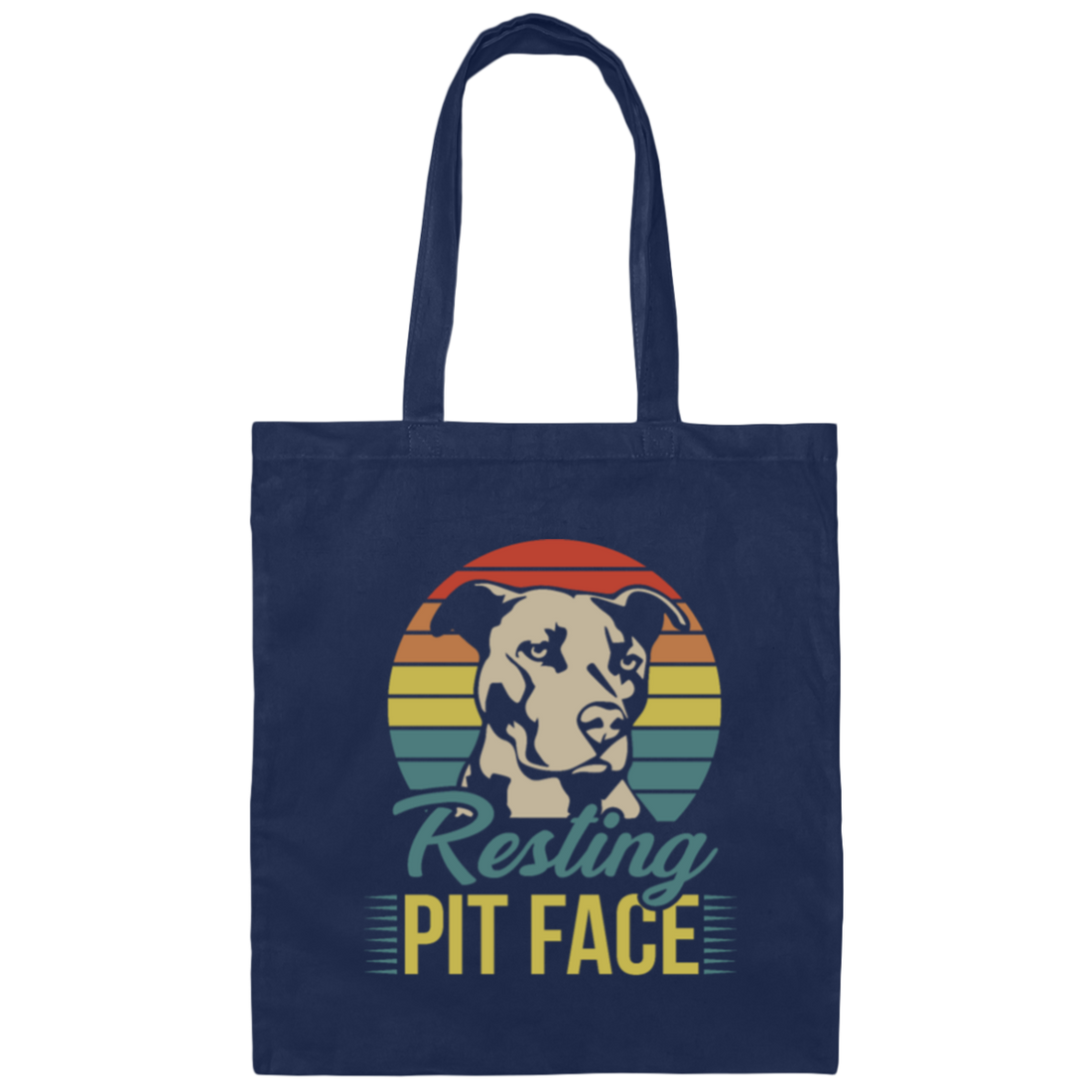 Retro Funny Pit Bull, Pit Face, Dog Lover Gift Canvas Tote Bag